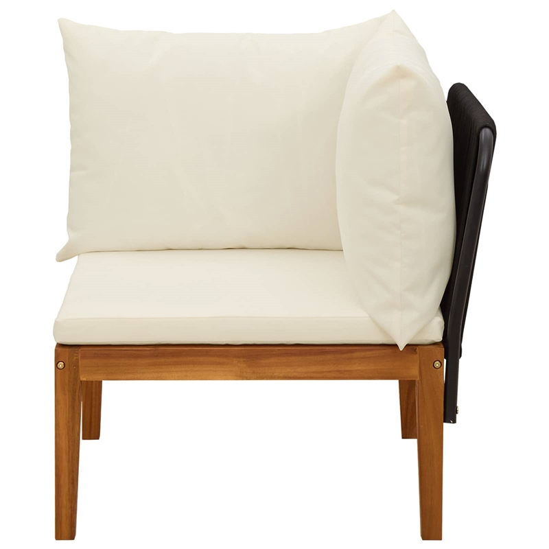 vidaXL Garden Corner Sofa with Cushions Solid Acacia Wood & Rope