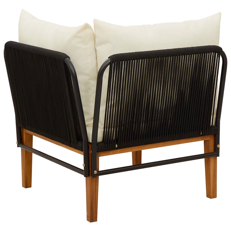 vidaXL Garden Corner Sofa with Cushions Solid Acacia Wood & Rope