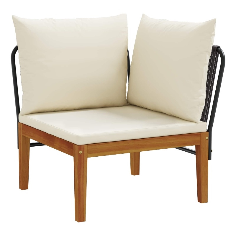 vidaXL Garden Corner Sofa with Cushions Solid Acacia Wood & Rope