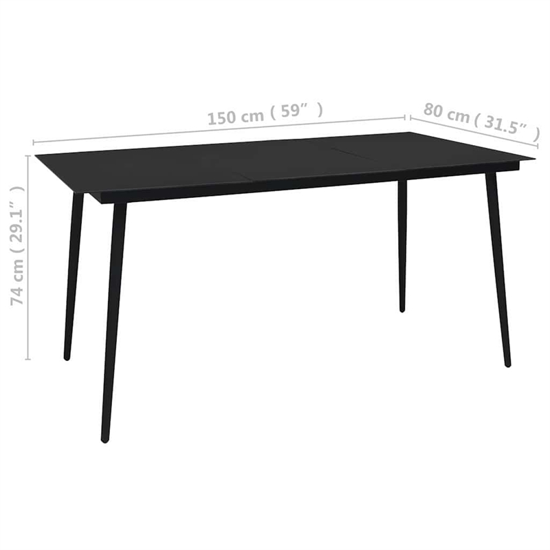 vidaXL Patio Dining Table Black 59.1