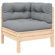 vidaXL 2-Seater Patio Sofa with Gray Cushions Solid Pinewood