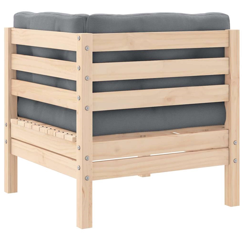 vidaXL 2-Seater Patio Sofa with Gray Cushions Solid Pinewood