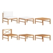 vidaXL 3 Piece Patio Lounge Set with Cream Cushions Teak Wood