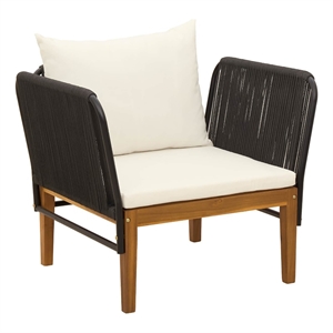 vidaXL Garden Chair with Cushions Solid Acacia Wood & Rope Natural