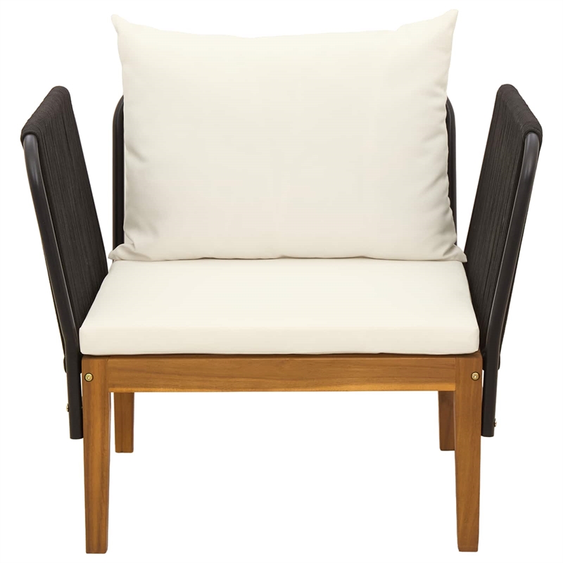 vidaXL Garden Chair with Cushions Solid Acacia Wood & Rope Natural