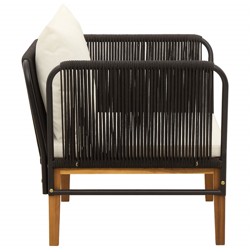 vidaXL Garden Chair with Cushions Solid Acacia Wood & Rope Natural