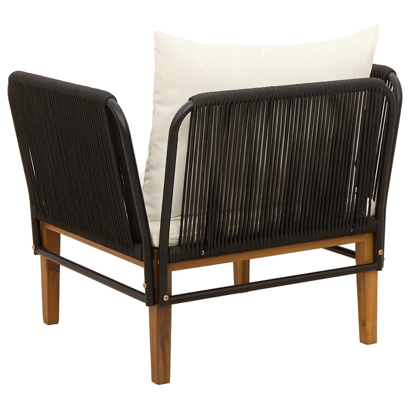 vidaXL Garden Chair with Cushions Solid Acacia Wood & Rope Natural