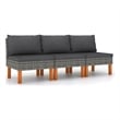 vidaXL Middle Sofas 3 pcs Poly Rattan and Solid Eucalyptus Wood