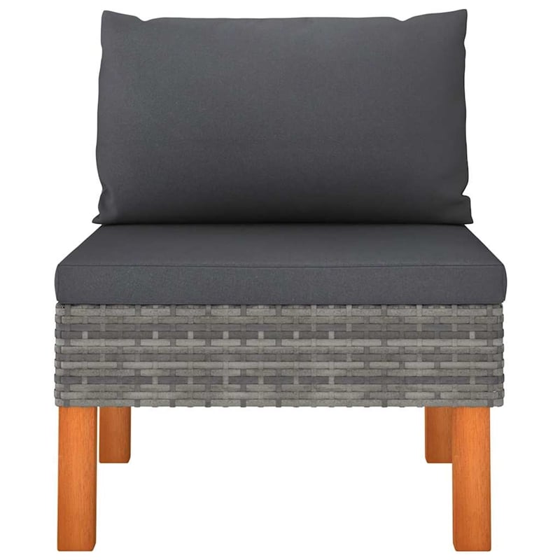 vidaXL Middle Sofas 3 pcs Poly Rattan and Solid Eucalyptus Wood