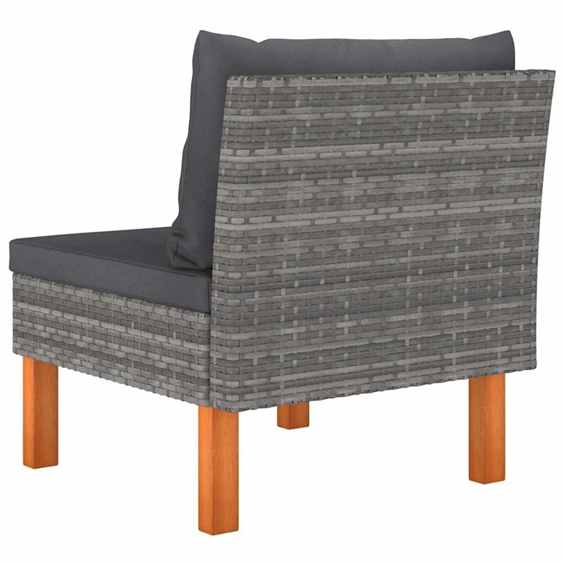 vidaXL Middle Sofas 3 pcs Poly Rattan and Solid Eucalyptus Wood