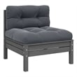 vidaXL Patio Middle Sofa with Anthracite Cushions Gray Solid Pinewood