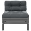 vidaXL Patio Middle Sofa with Anthracite Cushions Gray Solid Pinewood