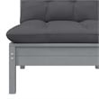 vidaXL Patio Middle Sofa with Anthracite Cushions Gray Solid Pinewood