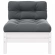 vidaXL Patio Middle Sofa with Cushions White Solid Pinewood