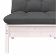 vidaXL Patio Middle Sofa with Cushions White Solid Pinewood