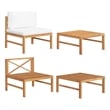 vidaXL 2 Piece Patio Lounge Set with Cream Cushions Teak Wood
