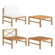 vidaXL 2 Piece Patio Lounge Set with Cream Cushions Teak Wood