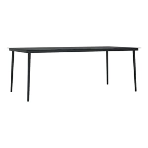 vidaXL Patio Dining Table Black 78.7&quotx39.4&quotx29.1&quot Steel and Glass