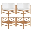 vidaXL Corner Sofas 2 pcs with Cream Cushions Solid Teak Wood