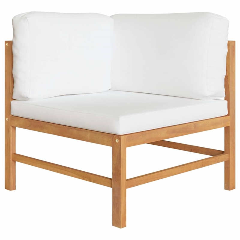 vidaXL Corner Sofas 2 pcs with Cream Cushions Solid Teak Wood