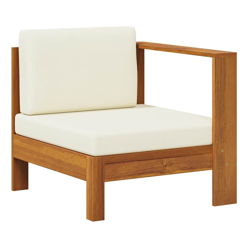 vidaXL Middle Sofa with 1 Armrest Cream White Solid Acacia Wood