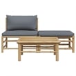 vidaXL 3 Piece Patio Lounge Set with Dark Gray Cushions Bamboo