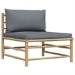 vidaXL 3 Piece Patio Lounge Set with Dark Gray Cushions Bamboo