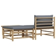 vidaXL 3 Piece Patio Lounge Set with Dark Gray Cushions Bamboo