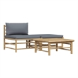 vidaXL 3 Piece Patio Lounge Set with Dark Gray Cushions Bamboo