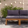 vidaXL Sectional Middle Sofa with Dark Gray Cushions Solid Acacia Wood