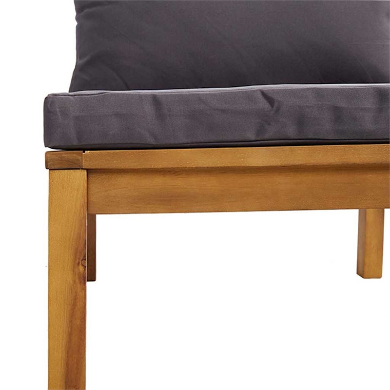 vidaXL Sectional Middle Sofa with Dark Gray Cushions Solid Acacia Wood