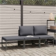vidaXL 3 Piece Patio Sofa Set with Cushions Gray Poly Rattan