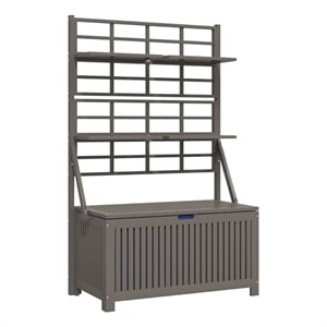 vidaXL Storage Box with Trellis Gray 39&quotx19.7&quotx63&quot Solid Wood Acacia
