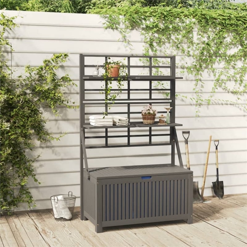 vidaXL Storage Box with Trellis Gray 39
