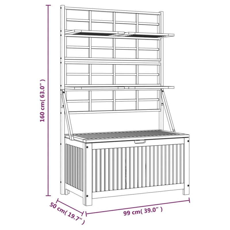vidaXL Storage Box with Trellis Gray 39