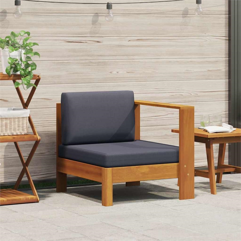 vidaXL Middle Sofa with 1 Armrest Dark Gray Solid Acacia Wood