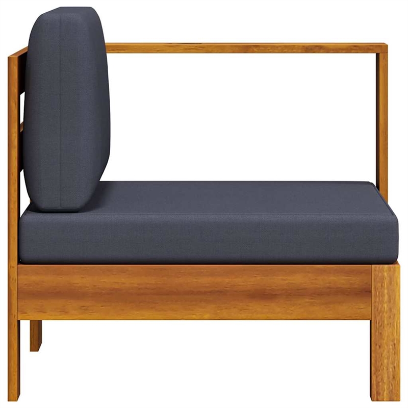 vidaXL Middle Sofa with 1 Armrest Dark Gray Solid Acacia Wood