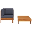 vidaXL 2 Piece Patio Lounge Set with Dark Gray Cushions Acacia Wood