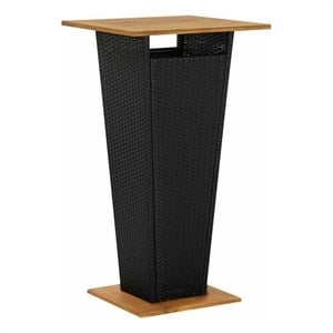 vidaXL Bar Table Black 23.6&quotx23.6&quotx43.3&quot Poly Rattan and Solid Acacia Wood
