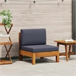 vidaXL Middle Sofa with Dark Gray Cushions Solid Acacia Wood