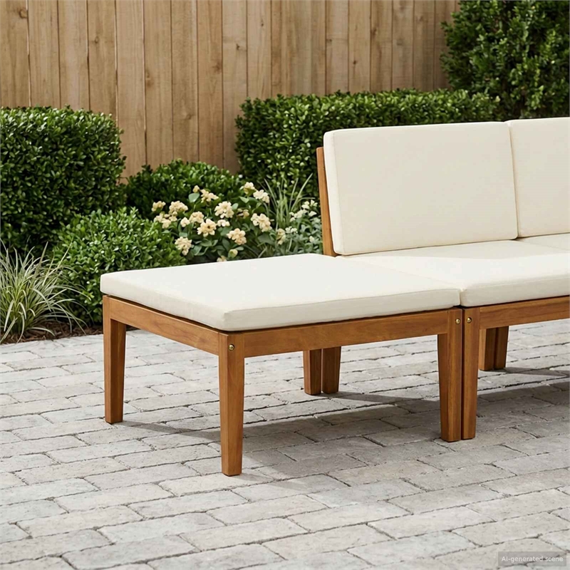 vidaXL Garden Footrest with Cushion Solid Acacia Wood Natural
