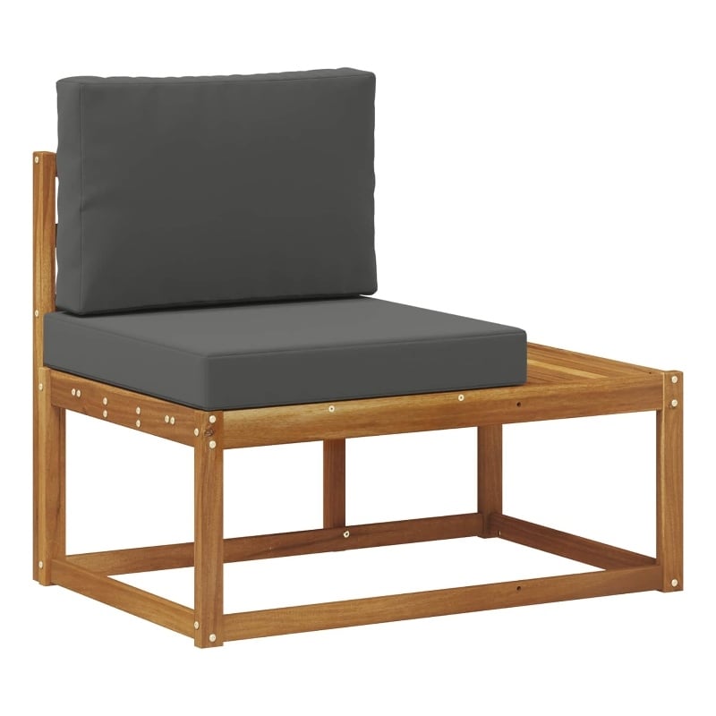 vidaXL Outdoor End Sofa Natural and Anthracite Solid Acacia Wood
