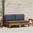 vidaXL Middle Sofas 2 pcs with Dark Gray Cushions Solid Acacia Wood