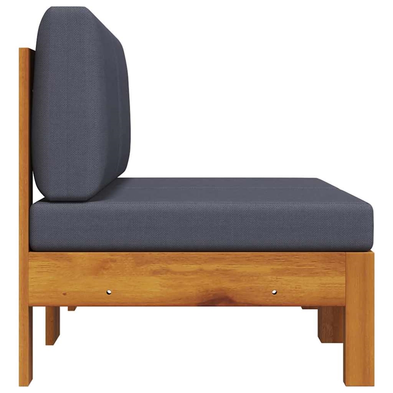 vidaXL Middle Sofas 2 pcs with Dark Gray Cushions Solid Acacia Wood