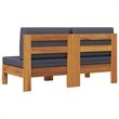 vidaXL Middle Sofas 2 pcs with Dark Gray Cushions Solid Acacia Wood