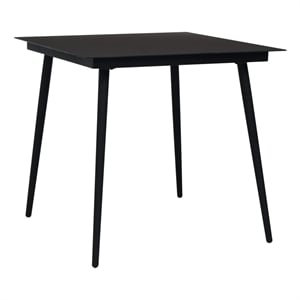 vidaXL Patio Dining Table Black 31.5&quotx31.5&quotx29.1&quot Steel and Glass