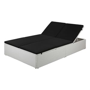 vidaXL Sun Lounger with Cushion Poly Rattan Black