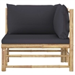 vidaXL 2 Piece Patio Lounge Set with Dark Gray Cushions Bamboo
