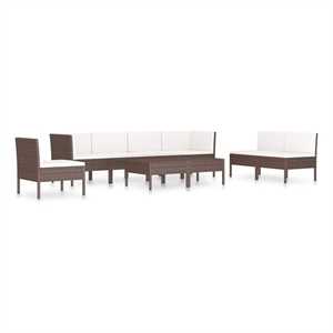 vidaXL 9 Piece Patio Lounge Set with Cushions Poly Rattan Brown