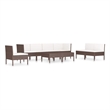 vidaXL 9 Piece Patio Lounge Set with Cushions Poly Rattan Brown